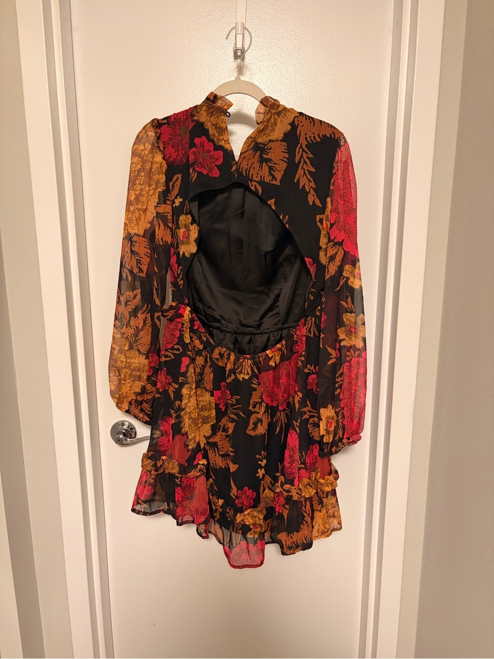 Floral Mini Dress in Black, Pink & Gold - Picture 2 of 3